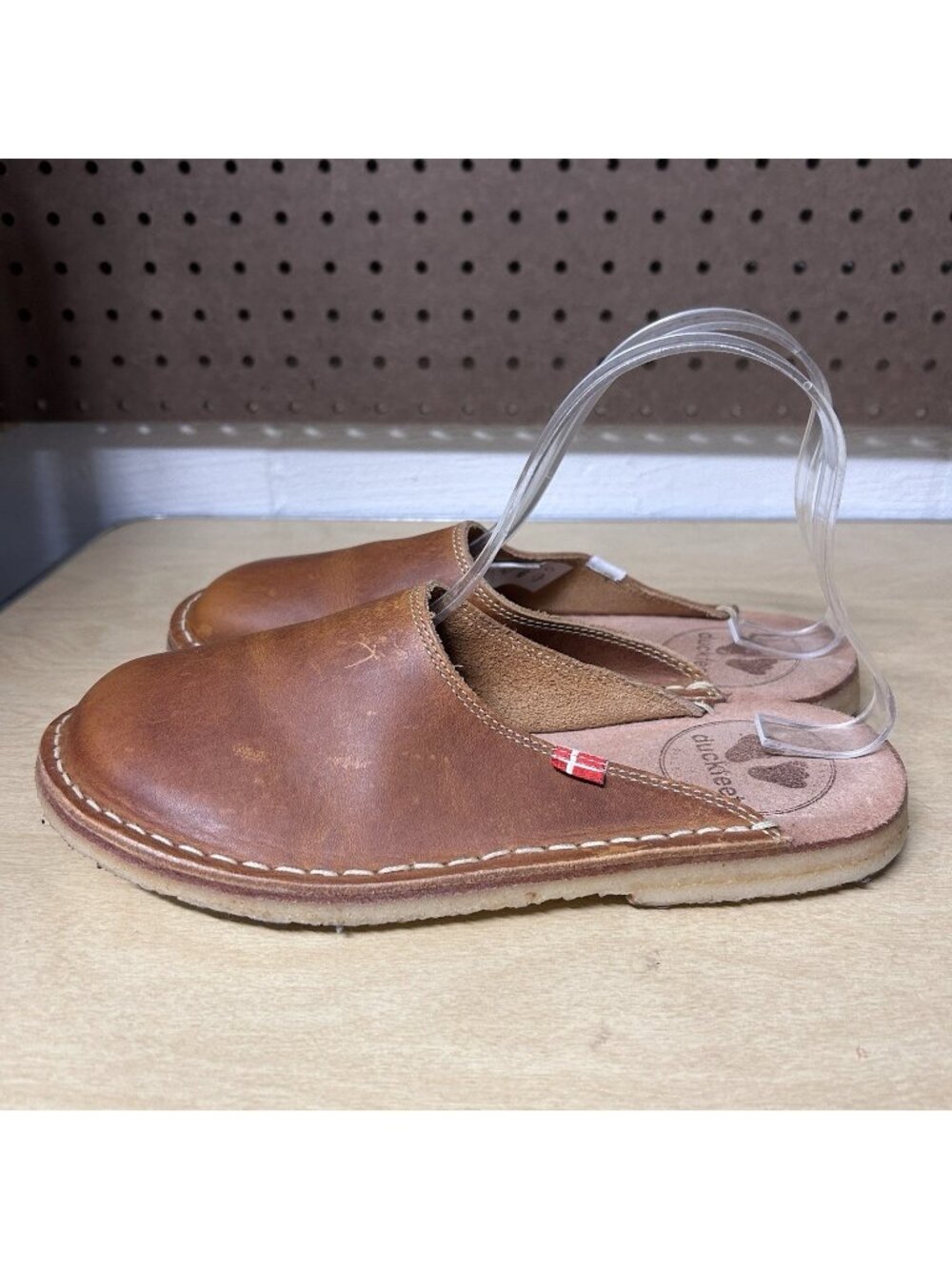Duckfeet Blavand Clogs Women's 7.5 EU 38 Brown Leather Slip On Slides Crepe Sole